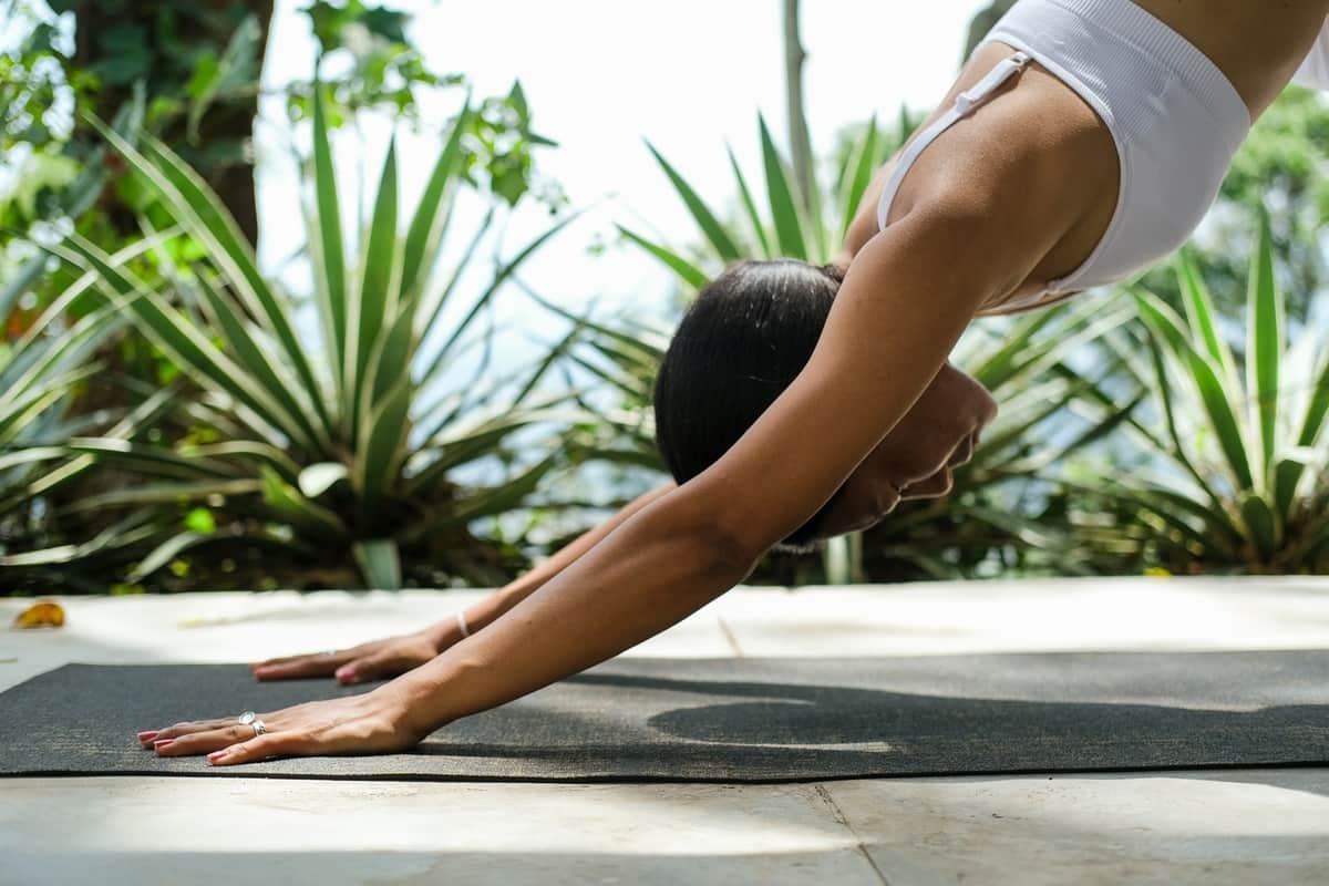Practice on the terrace during the yoga immersion