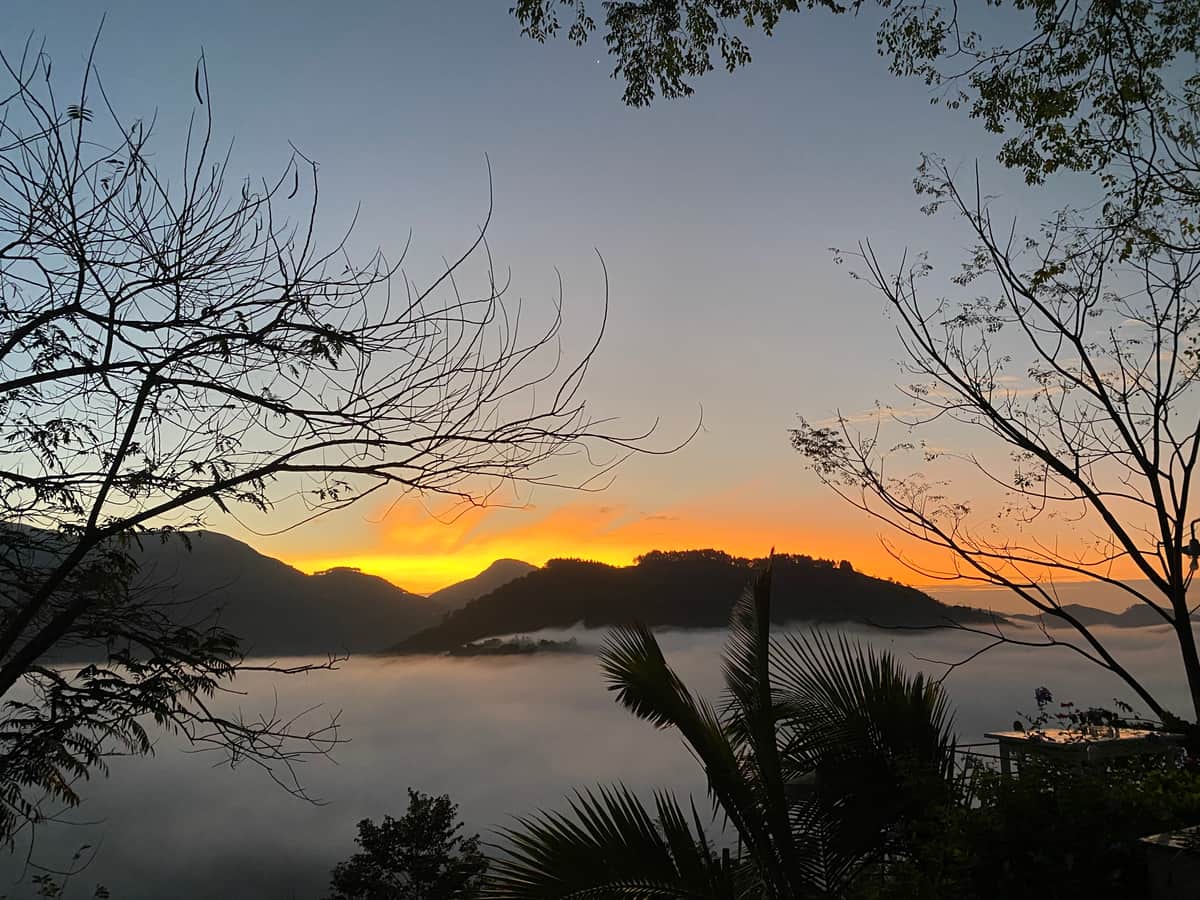 Sunset over Victoria Lake from the meditation spot