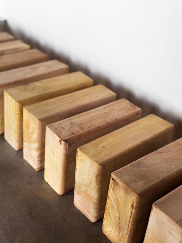 Wooden yoga blocks made from estate timber
